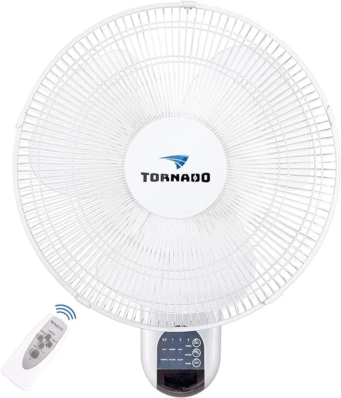 Tornado 16 Inch Oscillating Wall Mount Fan Remote Control Included 3 Speed 26...