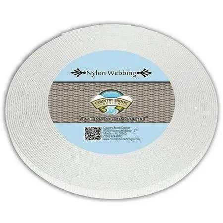 Country Brook Design 3/8 inch White Heavy Duty Nylon Webbing, 20 Yards