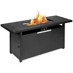 57 inch 50 000 BTU Rectangular Propane Outdoor Fire Pit Table-Black