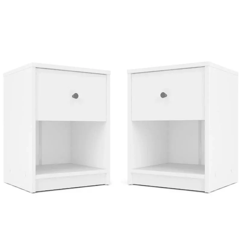 Home Square 2 Piece 2 Drawer Wood Nightstand Set in White