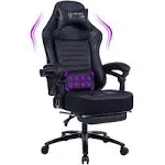 Fantasylab Big and Tall Gaming Chair 400LBS Gaming Chair with Footrest Massage Gaming Chair Memory Foam Adjustable Tilt Back Angle Gaming Chair for Heavy People with Metal Base