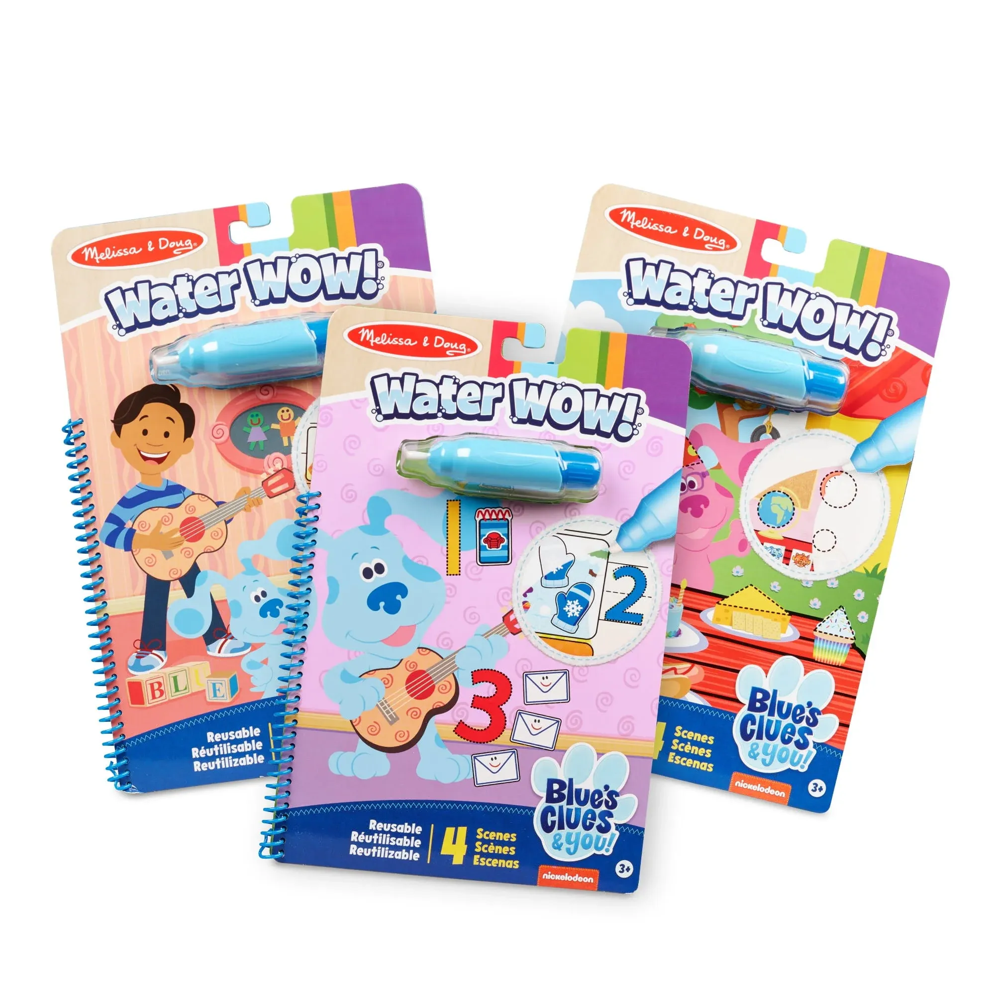 Melissa &amp; Doug Blue’s Clues &amp; You! Water Wow! 3-Pack – Alphabet, Counting,