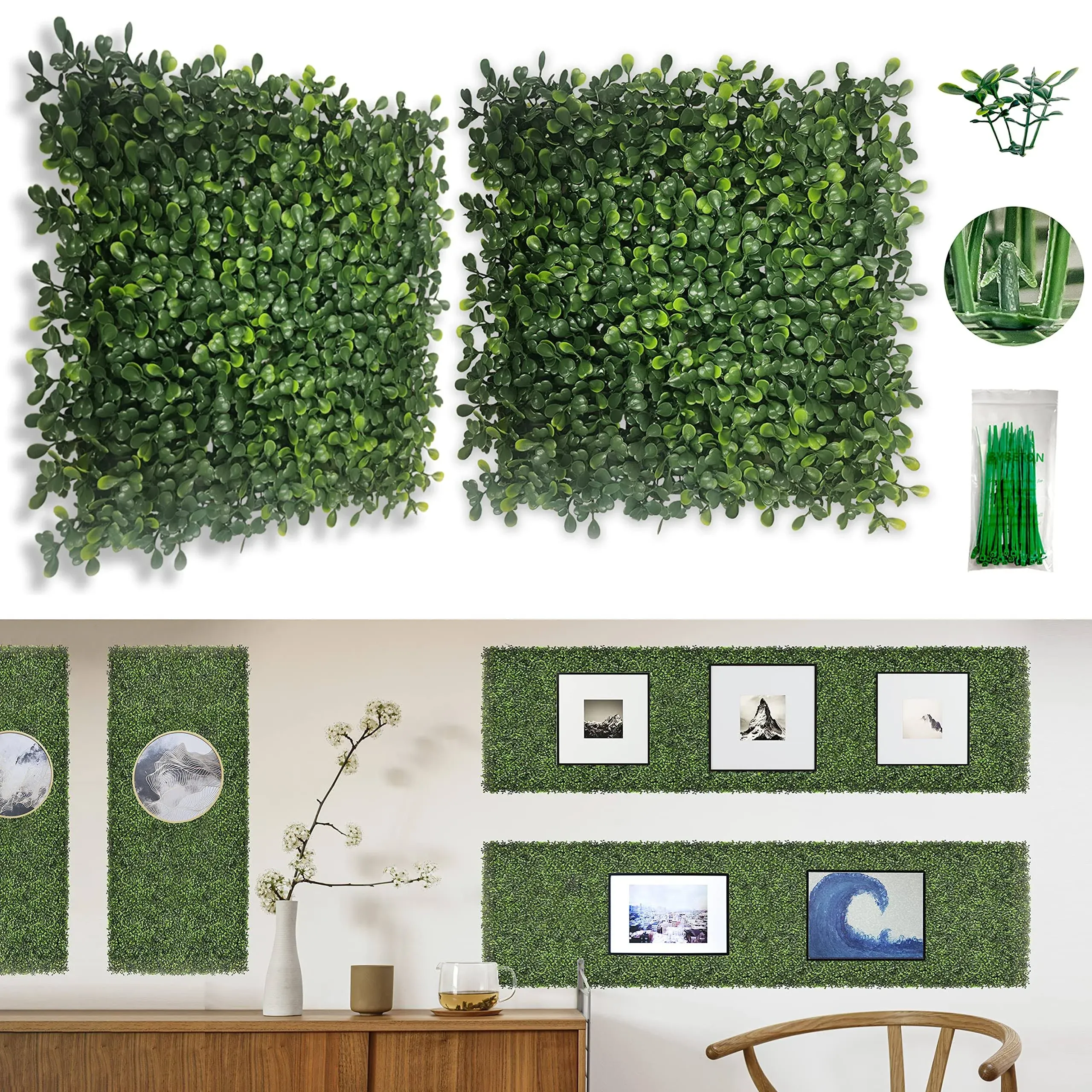 Artificial Boxwood Wall Panels,10&#034;X 10&#034;(20Pc) Boxwood Faux Grass Wall Panels ...