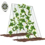 GROWNEER 34 x 48 Inches Foldable Cucumber Trellis A-Frame Garden Trellis with 328 Feet Twist Ties, for Cucumber, Climbing Plants Vegetables Flowers