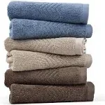 Cleanbear Cotton Washcloths 13 x 13 inch, 6-Pack, 3 Colors - Blue Grey, Brown An