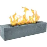 Large Table Top Fire Pit - Rectangular Alcohol Firepit Decorations Concrete Tabletop Fireplace Indoor Outdoor Decor Portable Smores Maker for Patio Balcony