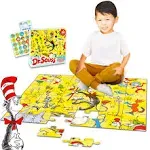 Dr. Seuss Floor Puzzle for Toddlers - Dr. Seuss 24 Piece Puzzle Bundle with Dr. Seuss Stickers and More for Boys and Girls Dr Seuss Gifts