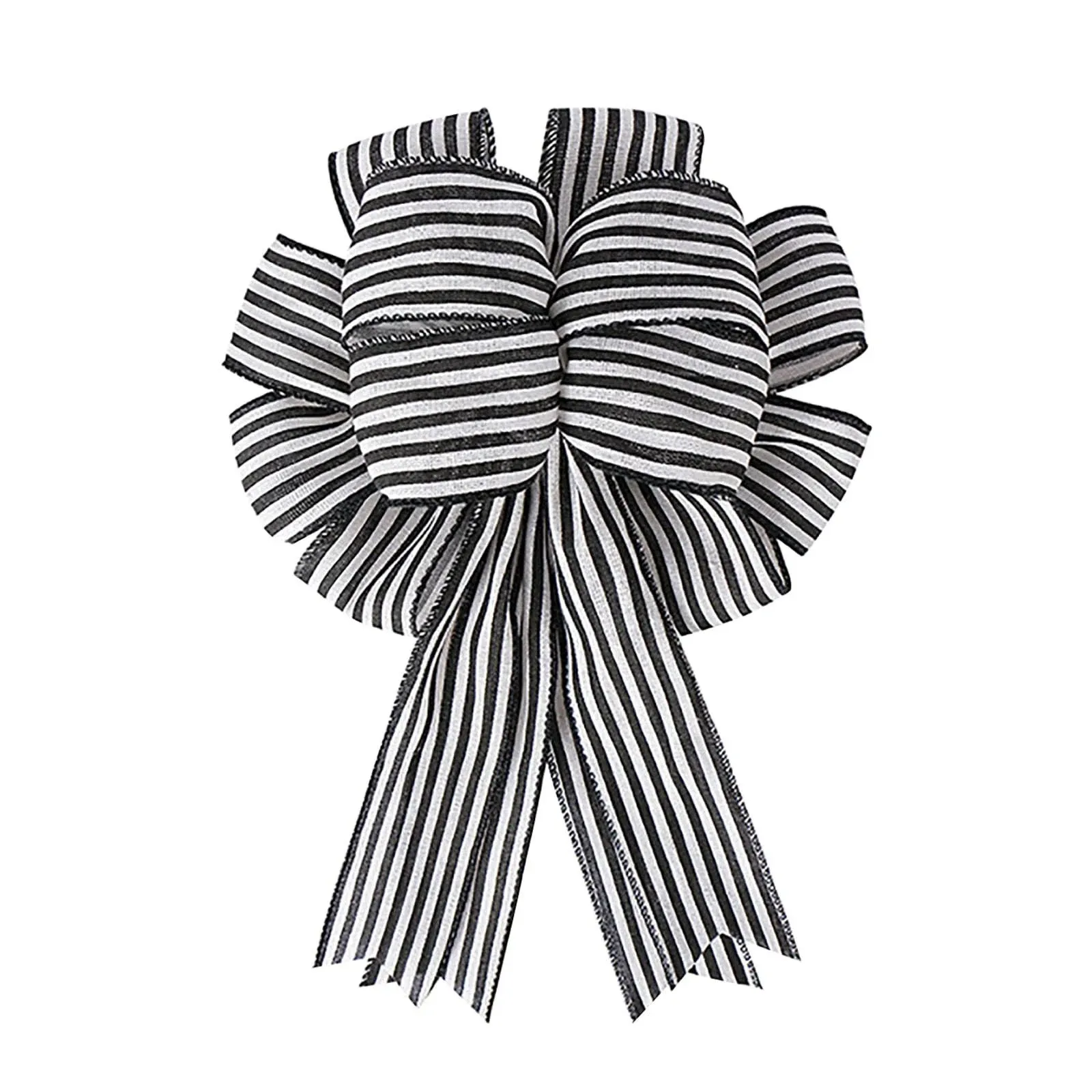 Large Black White Stripe Gift Bows Burlap Wreaths Bows Christmas Tree Topper ...