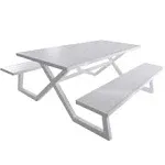 Vivere BDAT-WH Banquet Deluxe 8-Seat Aluminum Picnic Table White