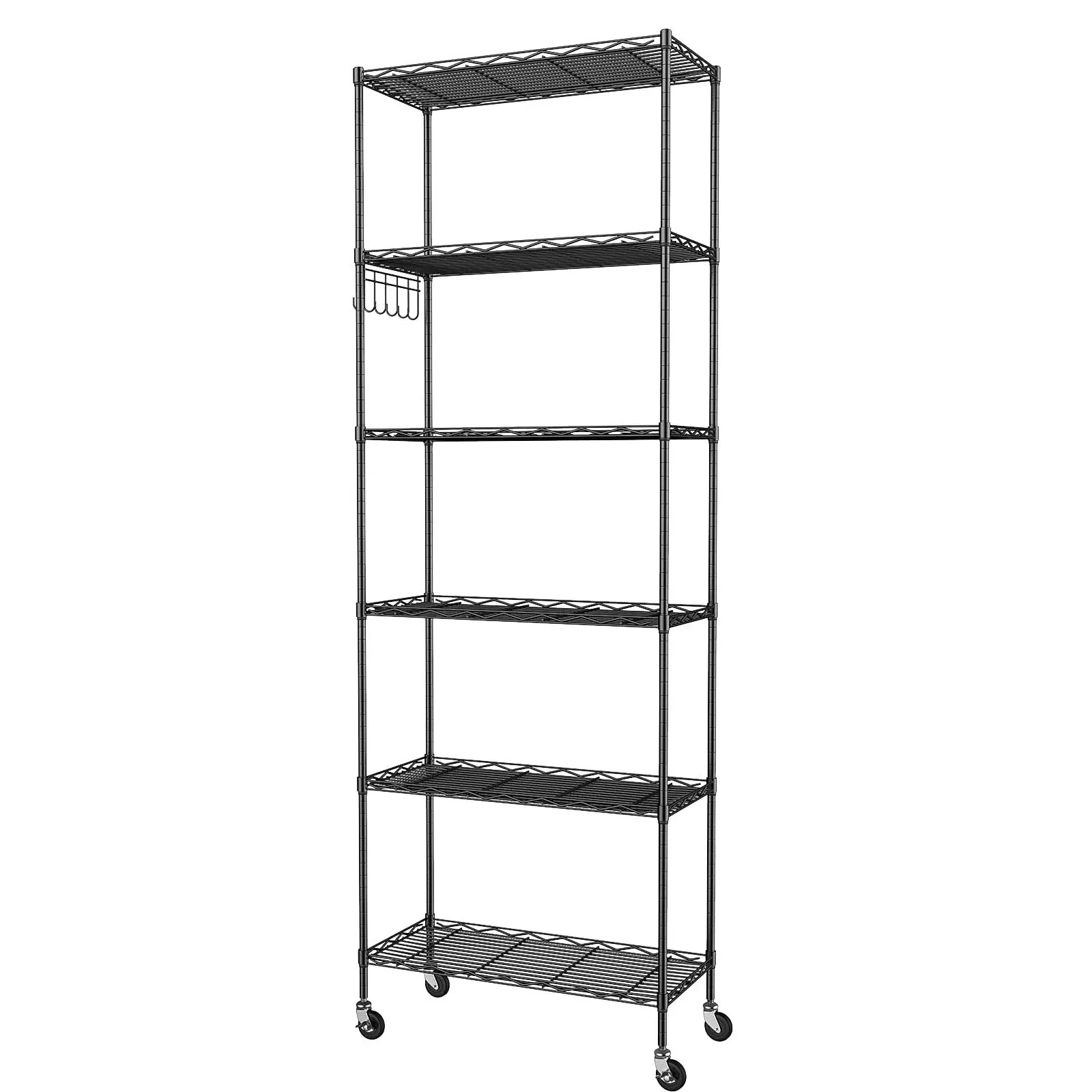 Homdox 6-Tier Storage Shelf Free Standing Rack Organization, Black