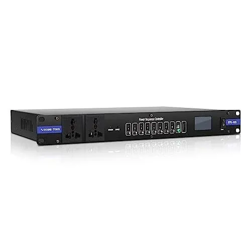 Sound Town Rack-Mountable AC Power Conditioner/Sequencer with 10 Outlets, Protection, Voltage Display, for Stage, Studio, Home Theater (STPS-1028)