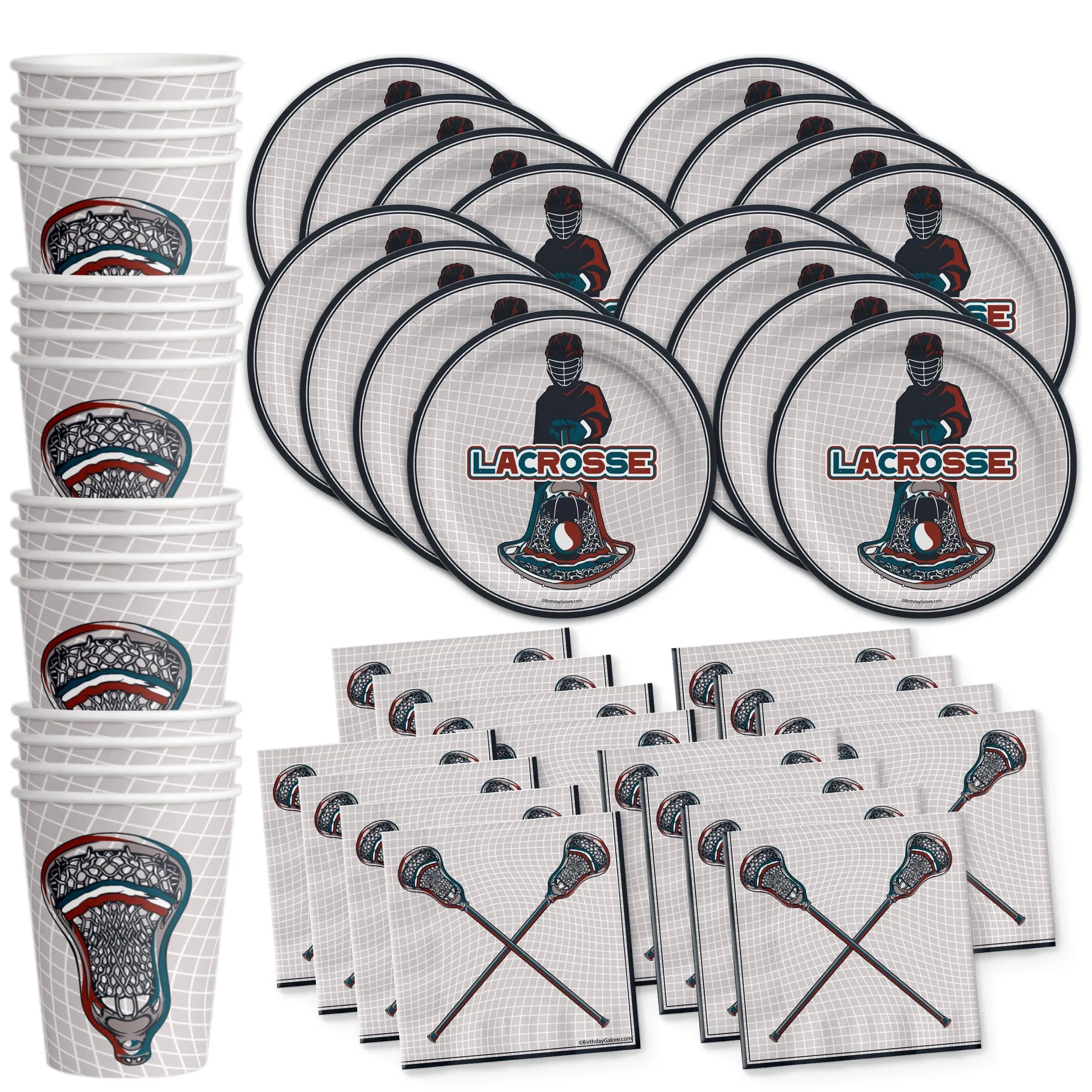 Lacrosse Birthday Party Tableware Kit for 16 Guests