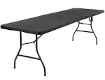 Cosco Deluxe Blow Molded Fold-In-Half Folding Table, Black, 8'