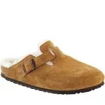 Birkenstock Women's Boston Suede Shearling-Lined Clogs, Womens, 8, Mink