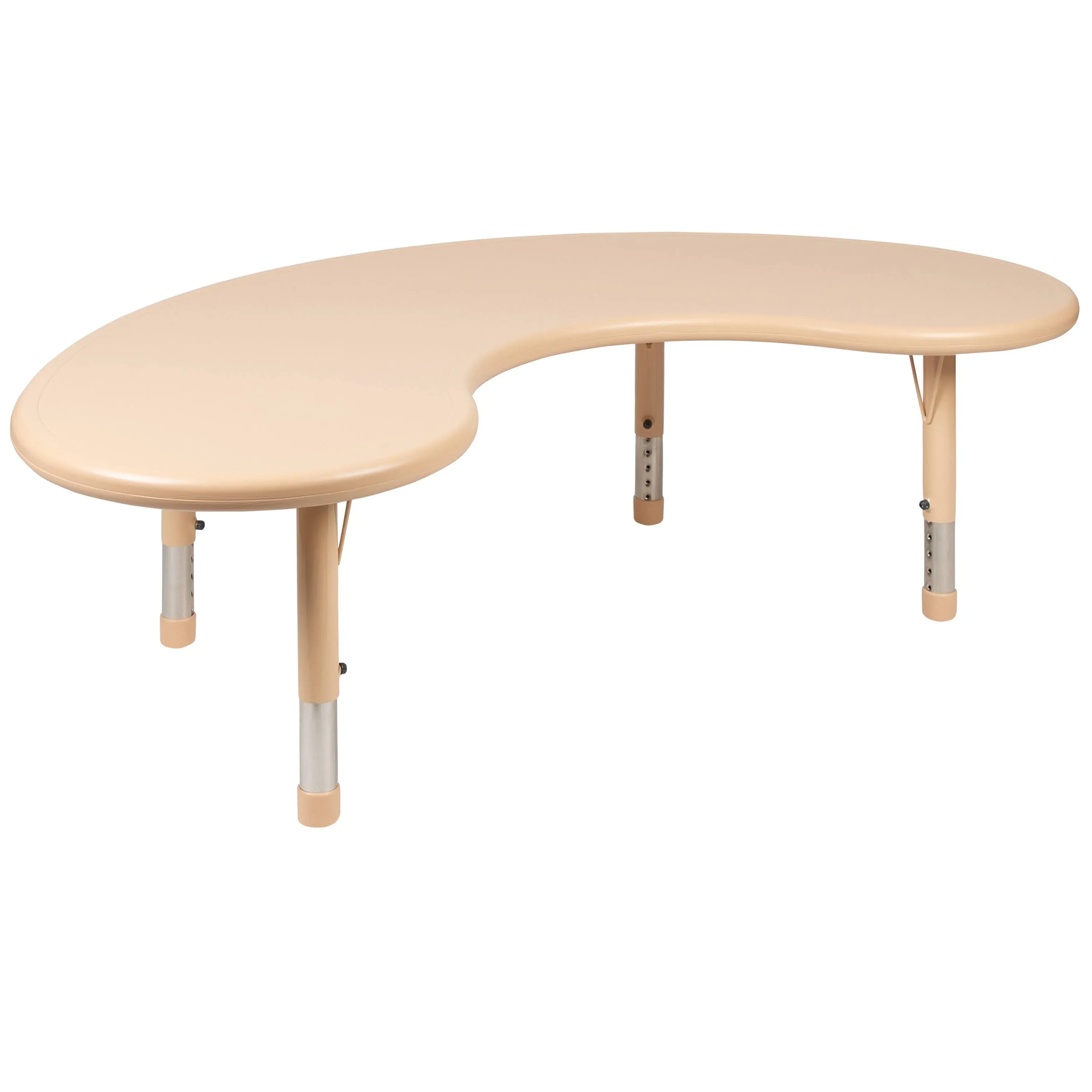 Flash Furniture Wren 35"W x 65"L Half-Moon Natural Plastic Height Adjustable Activity Table