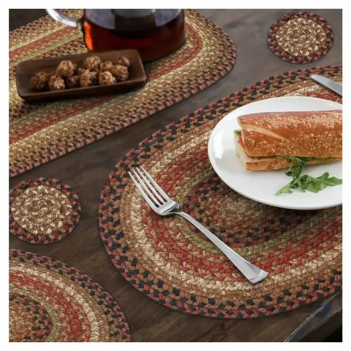 11 x 36 in. Gingerbread Rectangular Table Runner - Brown, Deep Red