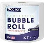 Protective Bubble Roll Wrap - 225FT x 12IN Clear, 3/16" Dense Small Bubble Cushioning for Fragile Items, Dish Packing & Packaging Supplies Shipping & Storage - Perforated Every 12IN