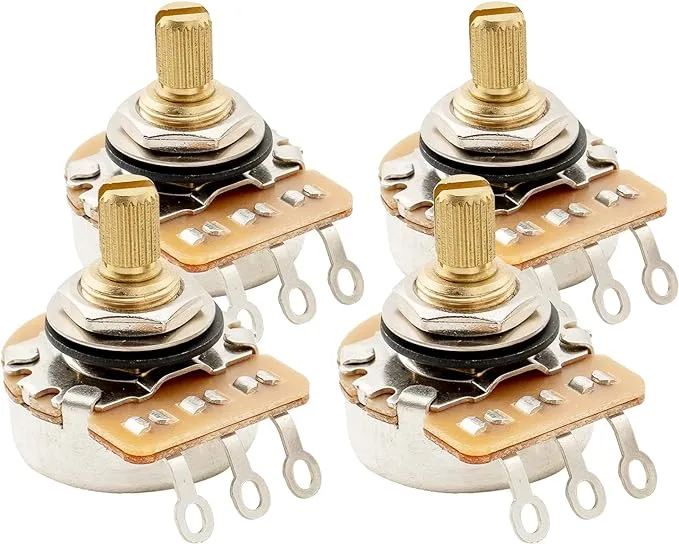 Musiclily Pro 4Pcs A250K Brass Inch Split Shaft Audio Taper Guitar Potentiometer