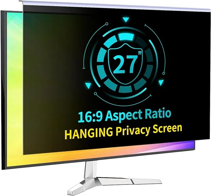 27 Inch Computer Privacy Screen for 16:9 Computer Monitor, Anti-Blue Light Monitor Privacy Screen Fliter, Anti-UV Computer Screen Privacy Shield, Hanging Type