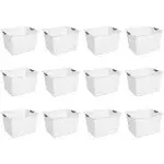 Sterilite 16288006 Deep Ultra Basket, White Basket w/ Titanium Inserts, 6-Pack