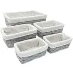 Nesting Baskets - 5-Piece Light Grey Wicker Storage Baskets - 2 Small 2 Medium 1 Large