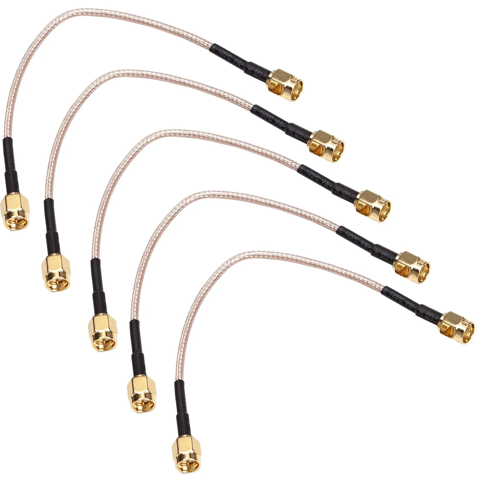 SMA Cable 5-Pack 6 inch SMA Male to Male Cable RG316 Antenna Extender Jumper