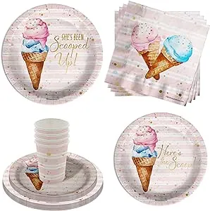 She's Been Scooped Up Ice Cream Bridal Shower Party Supplies 64 Piece Tableware ...