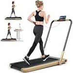 Superfit 2.25HP 2 in 1 Folding Under Desk Treadmill W/ Speaker Remote Control Single Display Screen Black