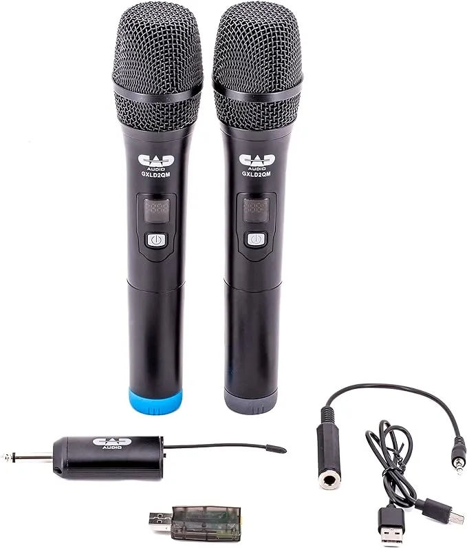 CAD Audio GXLD2QM Digital Frequency Agile Dual HH Wireless Microphone System with USB and TRS Podcast and Content Creator ready adapters