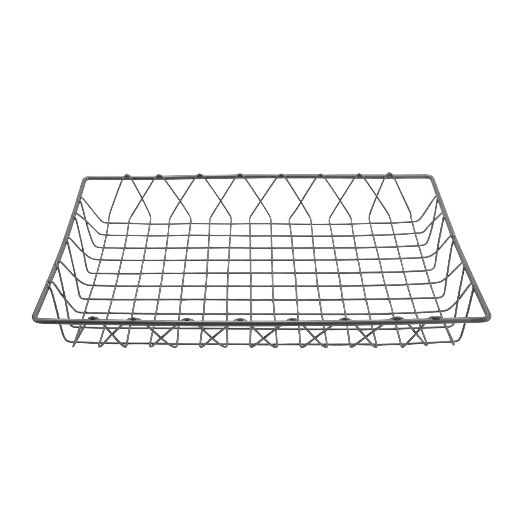 Clipper Mill by GET IR-903 Gray Powder Coated Iron Wire Pastry Basket - 18&quot; x 12&quot; x 2&quot;