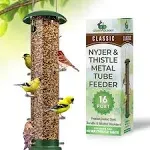 Thistle &amp; Nyjer Bird Feeders for Outdoors Hanging Metal Finch Bird Feeder wit...