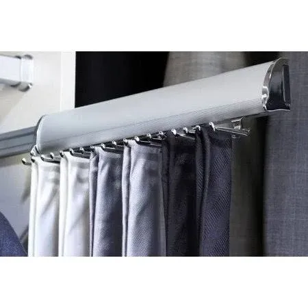 TAG Hardware Designer 15 Hook Full Extension Telescopic Tie Rack Closet Organizer (MATT Aluminum)