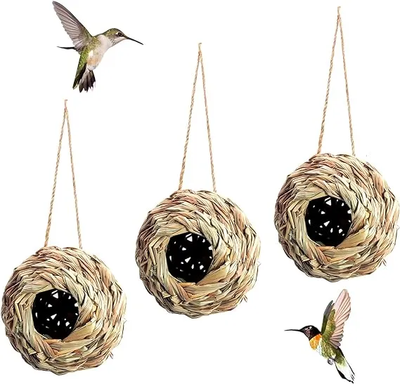 Puninoto Humming Bird Houses for Outside Hanging, Natural Grass Hanging Bird Hut ...