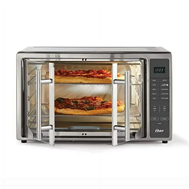 Oster Air Fryer Oven 10-in-1 Countertop Toaster Large Enough for 2 Pizzas Stainless Steel French Doors XL Sized