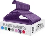 Utopia Home Clothes Hangers 30 Pack - Plastic Hangers Space Saving - Durable Coat Hanger with Shoulder Grooves (Purple)