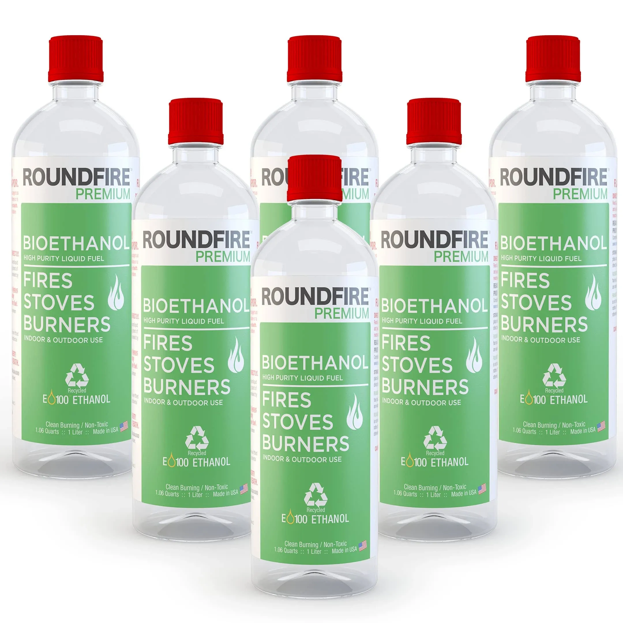 Roundfire Premium 6 x 1 Liter - Bioethanol Fuel for Fireplaces, Stoves and ...