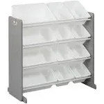 ECR4Kids 4-Tier Organizer with 12 Bins, Grey/White