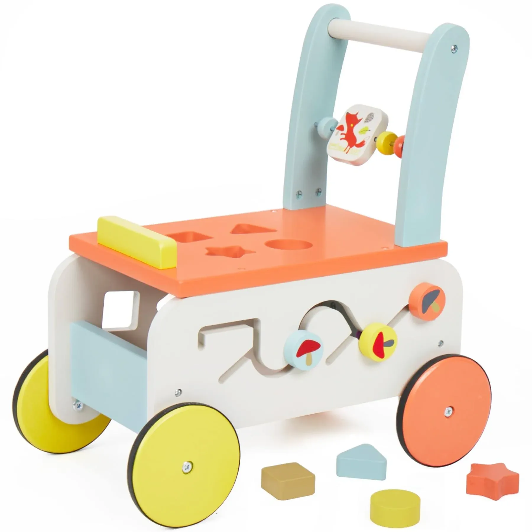 Baby Walker with Wheel, 3-in-1 Wooden Activity Walker for Kids 1-3 Years