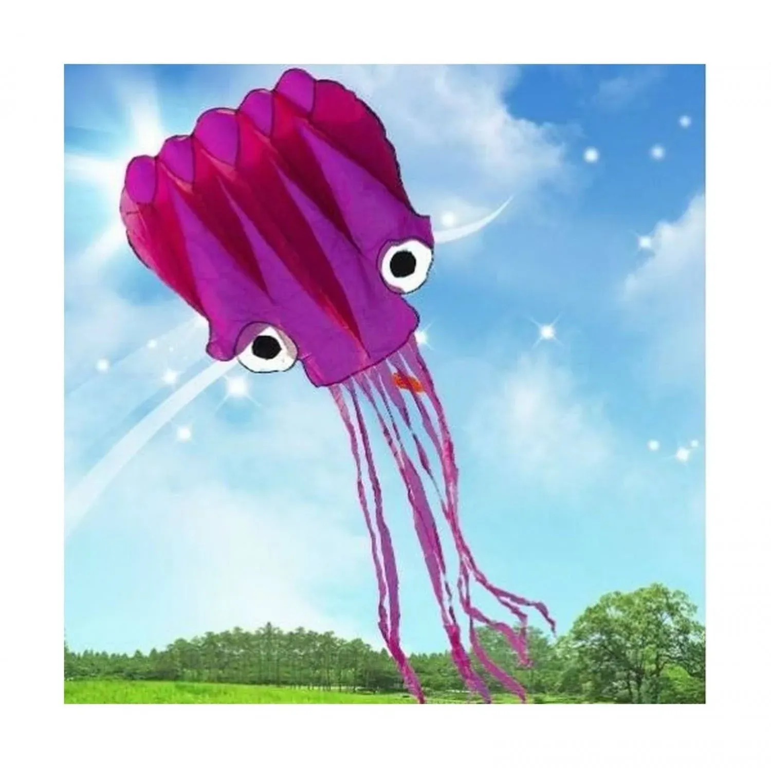 5M 3D Large Octopus Parafoil Kite with Handle &amp; String, Fun to Large, Purple 