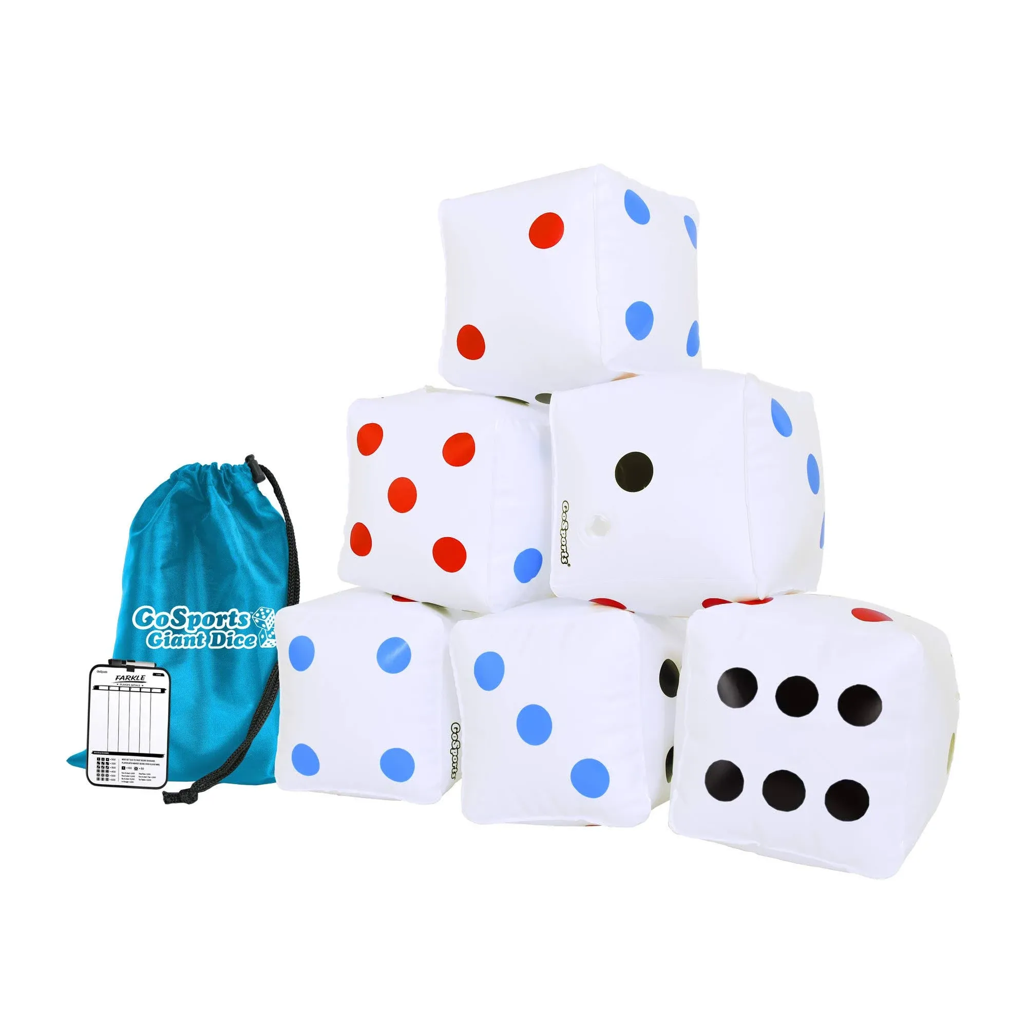 GoSports 6 Pack Giant Inflatable Dice 6 Pack with Tote Bag - 6 Inch Size