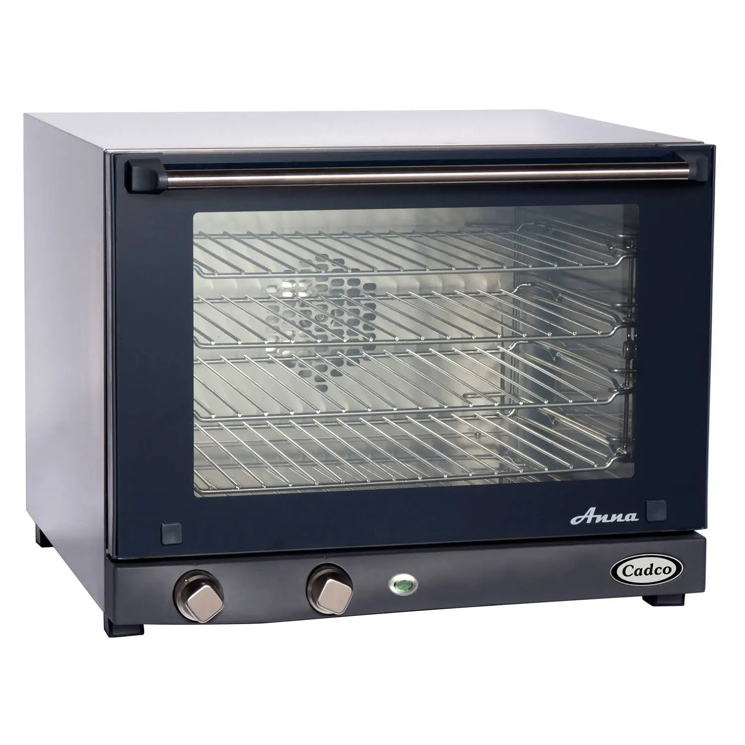 Cadco OV-023 Compact Half Size Convection Oven with Manual Controls, 208-240-Volt/2700-Watt, Stainless/Black, Small