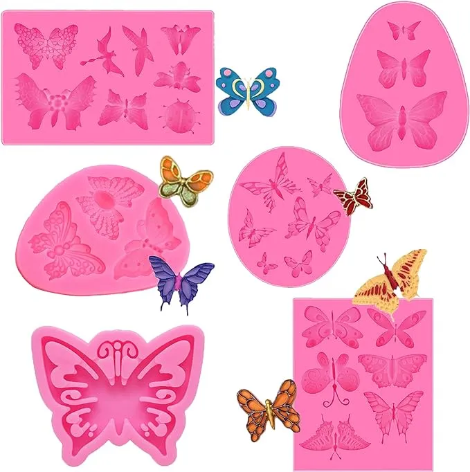 6 Pcs Butterfly Silicone Molds, BOSOIRSOU Non-Stick Baking Mould Fondant Mold for ...