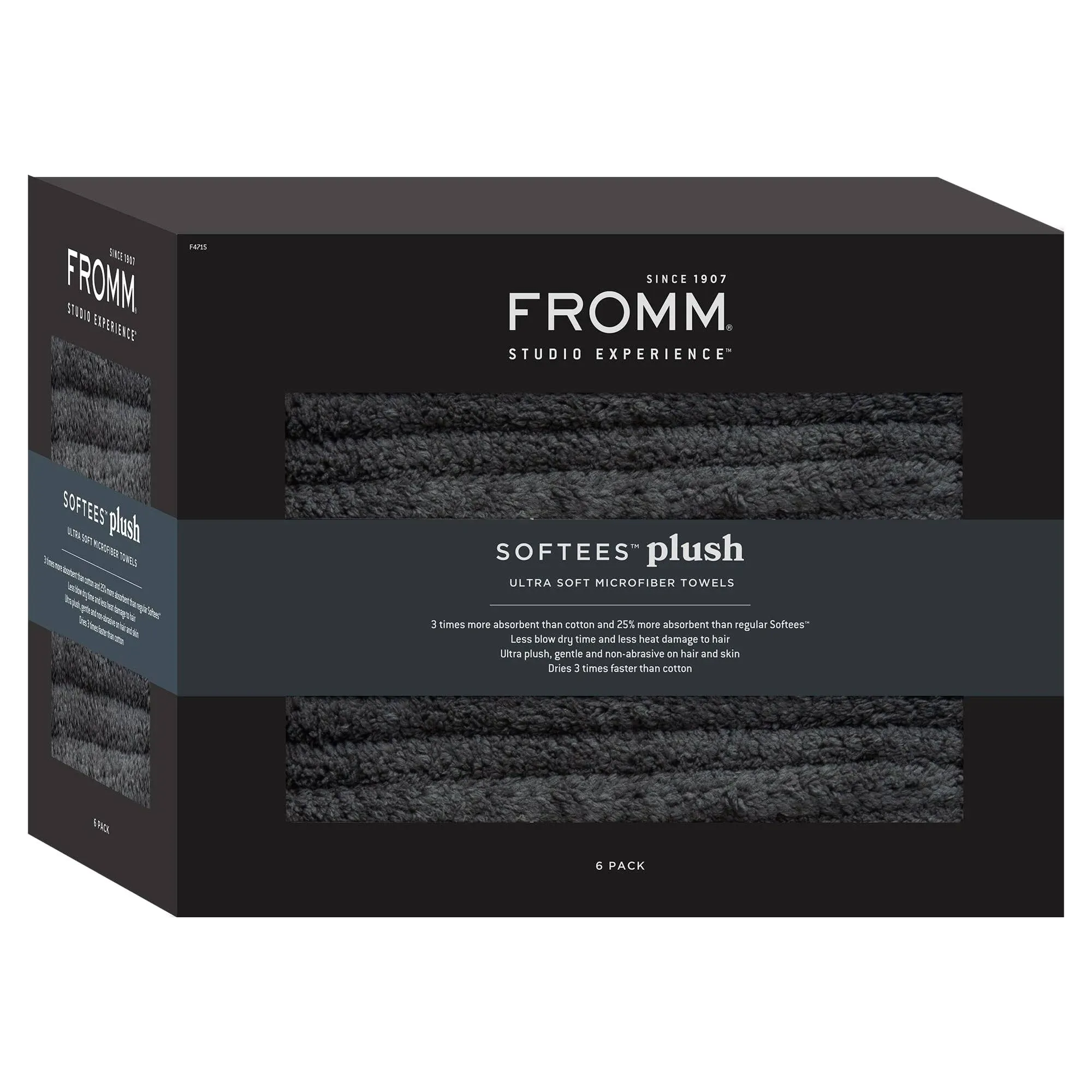 Fromm Softees Plush Microfiber Towels - 6 Pack - Dark Grey