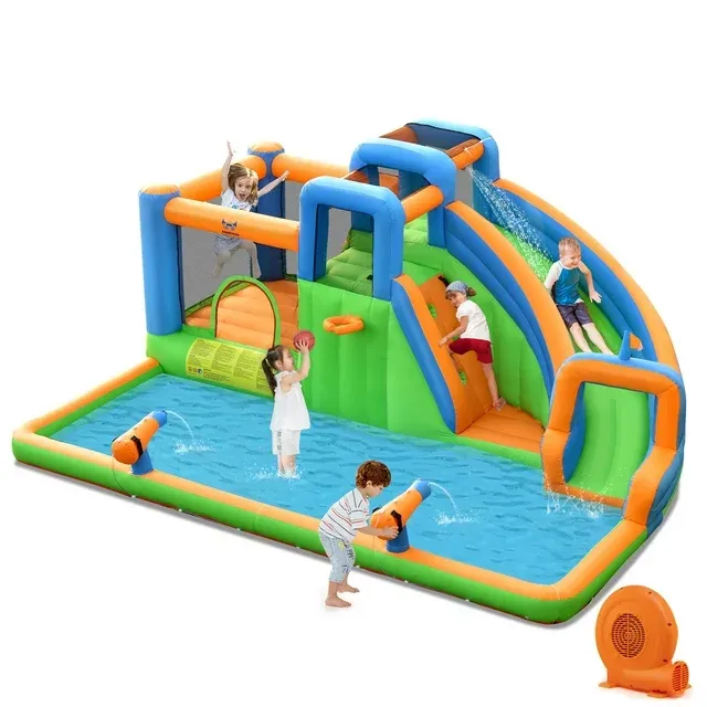 Costway Inflatable Water Slide with Dual Climbing Walls and Blower Excluded