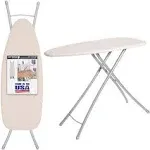 Ironing Board Full Size Made in The USA by Seymour Home Products (Linen Beige) Extra Wide 18” Iron Board Set Includes Cover & Pad | All-Steel Frame