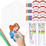 JOYIN 8 Packs DIY Blank Diamond Kite with Watercolor Pens and Kite String, Decorating Coloring Kite, Kids Kite Making Craft Kits, Large Beach Kite Easy to Fly Kite for Outdoor Games and Activities