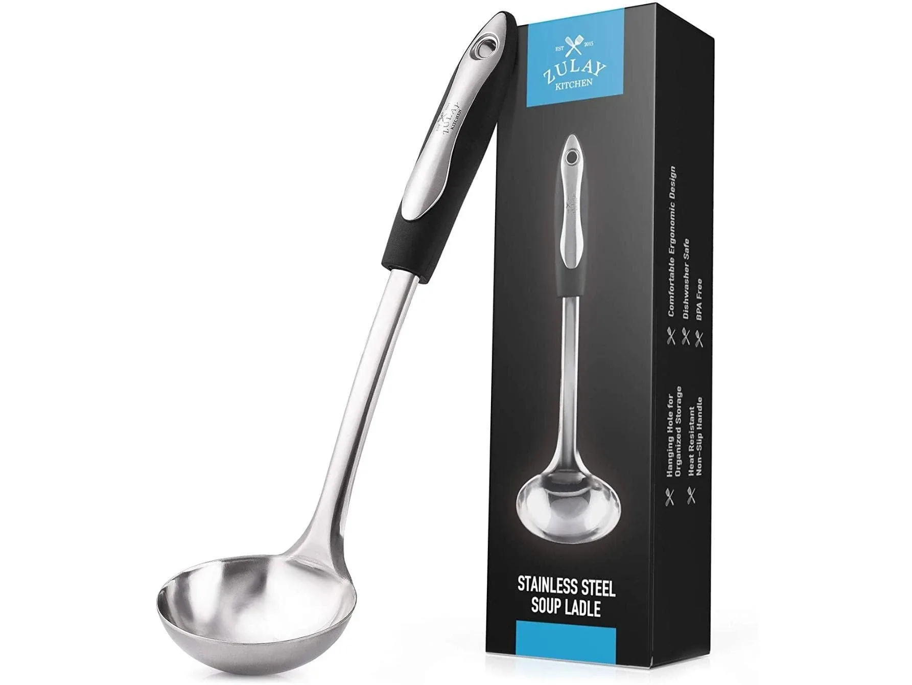 Stainless Steel Soup Ladle with Black Handle