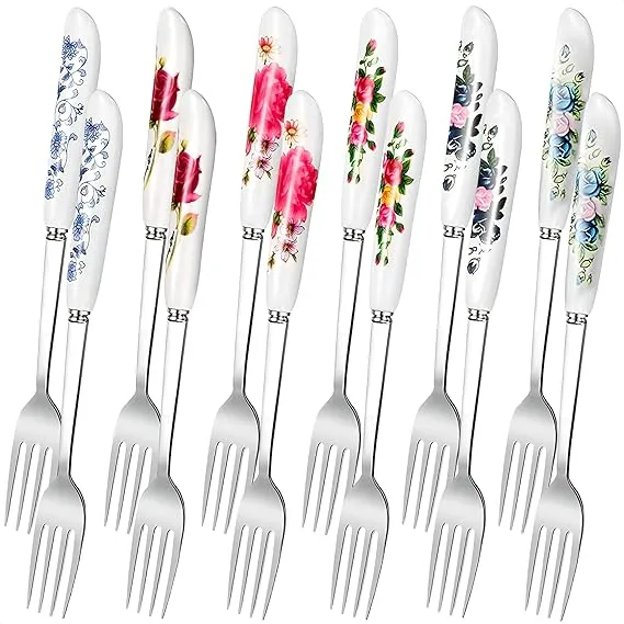 Stainless Steel Forks Silverware - Dinner Forks Stainless Steel Silverware Set Metal Forks Dessert Forks Dinner Forks Set of 6 Dessert Forks Stainless Steel - Fancy Silverware Forks Heavy Duty Forks