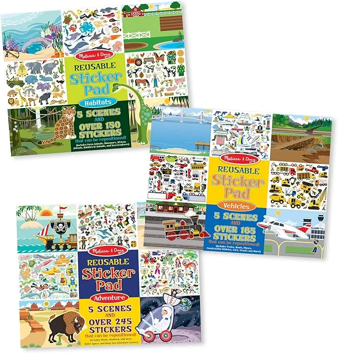 Melissa & Doug Reusable Sticker Pad Bundle - Vehicles, Habitats and Adventure