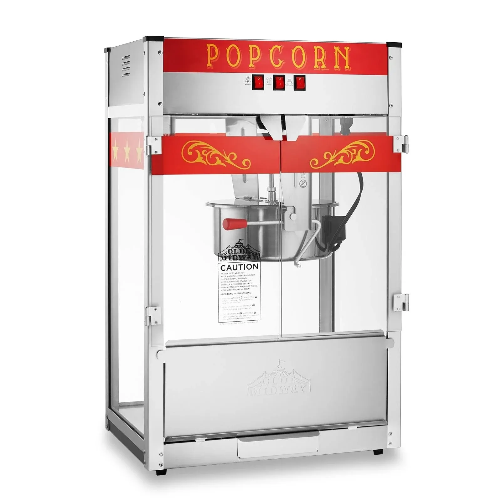 Commercial Popcorn Machine Maker Popper w/ Extra Large 16-Ounce Kettle